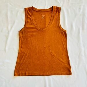 EUC A New Day Large Burnt Orange Tank Top Scoop Neck Solid Print Summer Fall